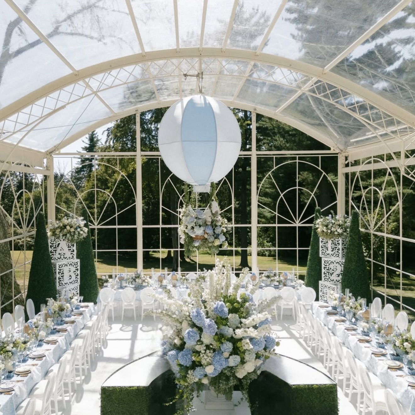 Beige Curved Atrium Structure tent
